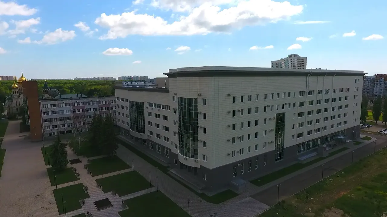 North Caucasus Federal University campus, aerial view of the main academic building in Stavropol